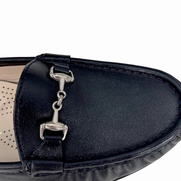 NWOT SAS METRO BLACK LEATHER CUSHIONED LOAFERS W/ SILVER METAL ACCENT - 9W - Picture 5 of 9